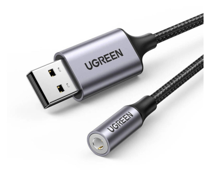Przejściówka UGREEN Adapter audio CM477 USB do Mini Jack 3.5mm AUX szary